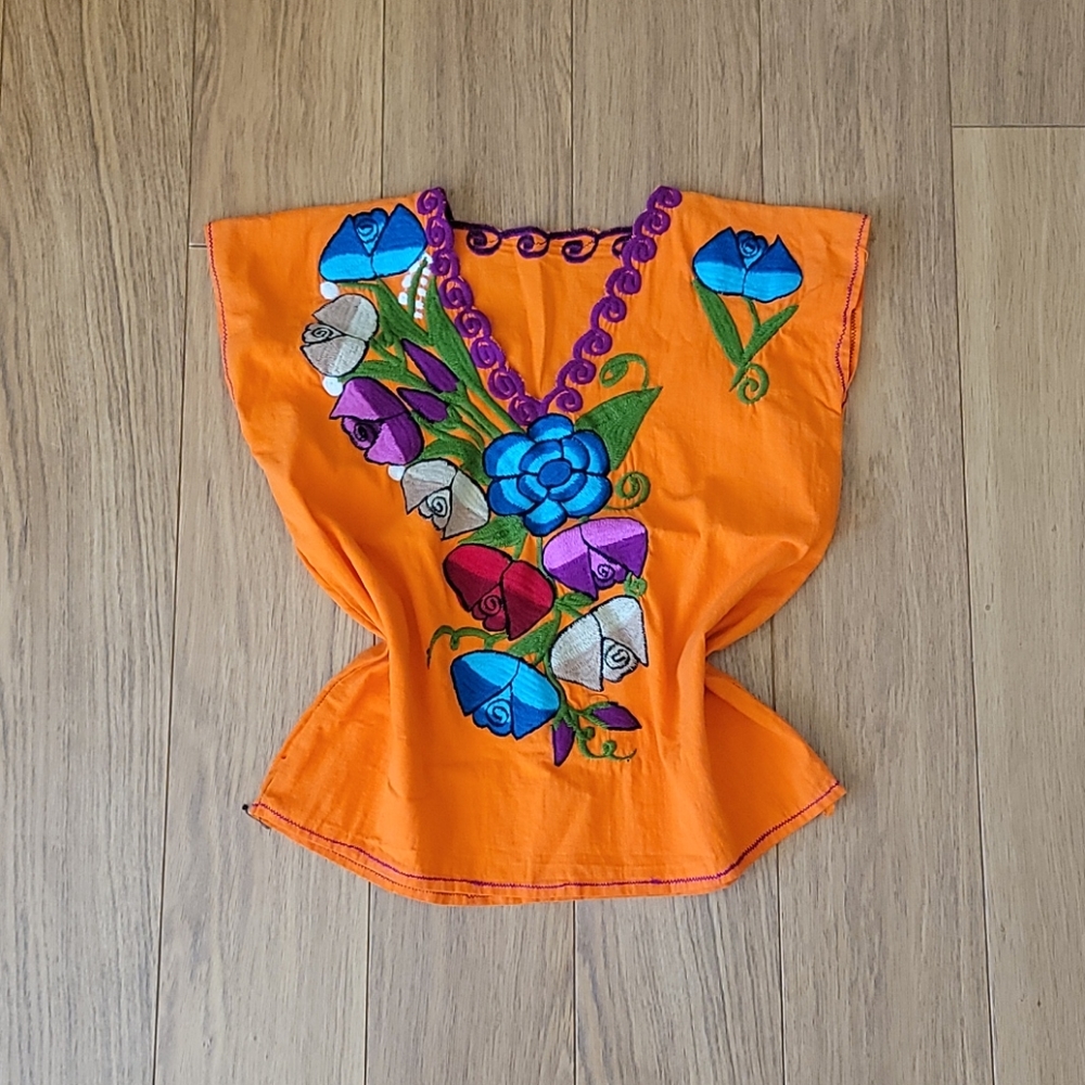 VTG/Y2K Neon Orange Floral Top